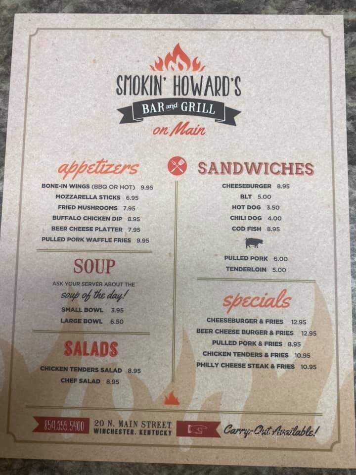 Smokin Howards Sports Bar & Grill - Winchester, KY menu_pic