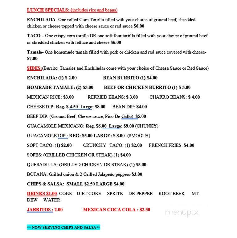 El Buen Sazon - Caddo Valley, AR menu_pic