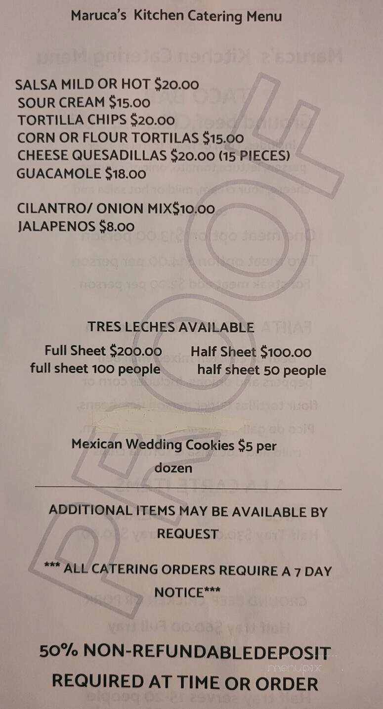 Maruca's Kitchen - Holly, MI menu_pic