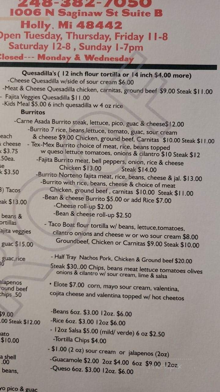 Maruca's Kitchen - Holly, MI menu_pic