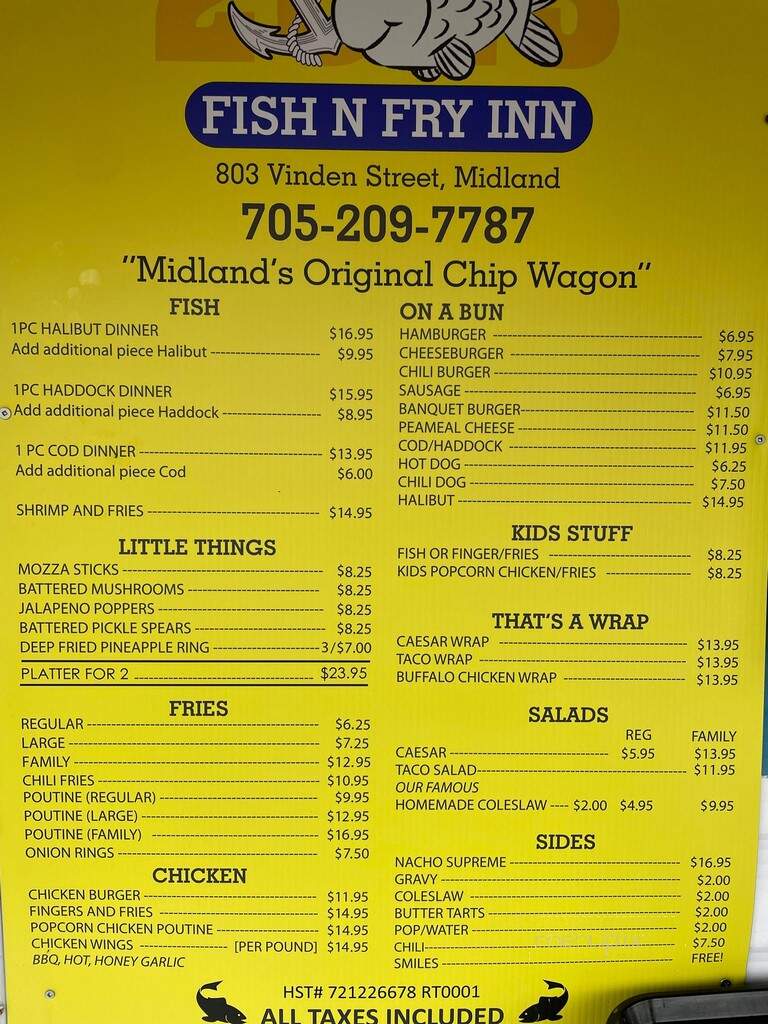The Fish N' Fry Inn - Midland, ON menu_pic