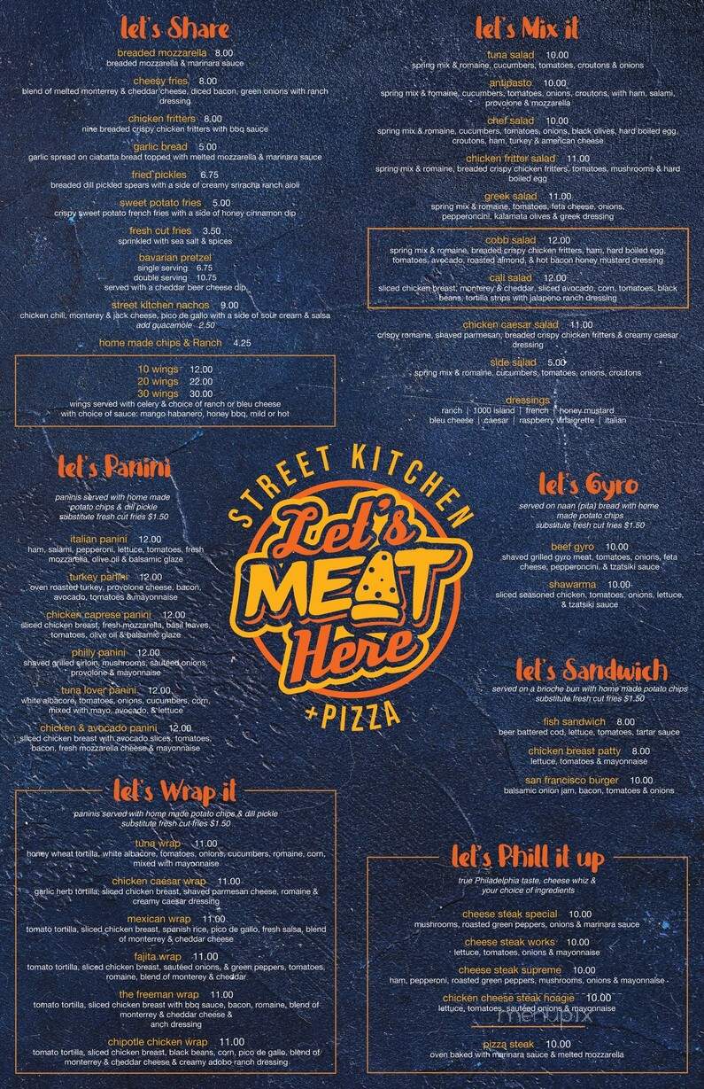 Let's Meat Here Street Kitchen + Pizza - Saint Thomas, PA menu_pic
