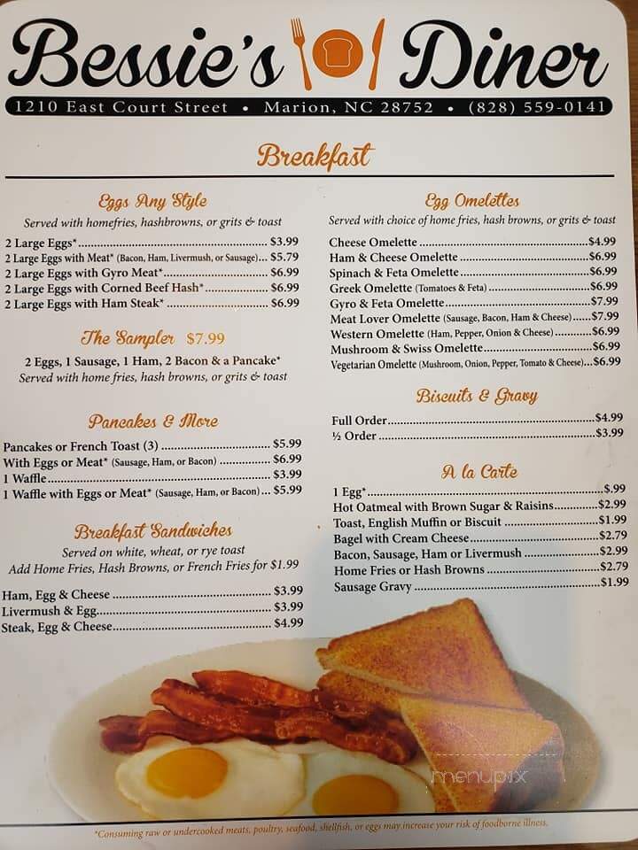 Bessies Diner - Marion, NC menu_pic