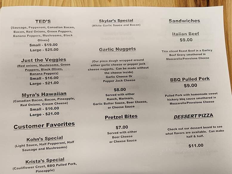 The Pizza Shed - Varna, IL menu_pic