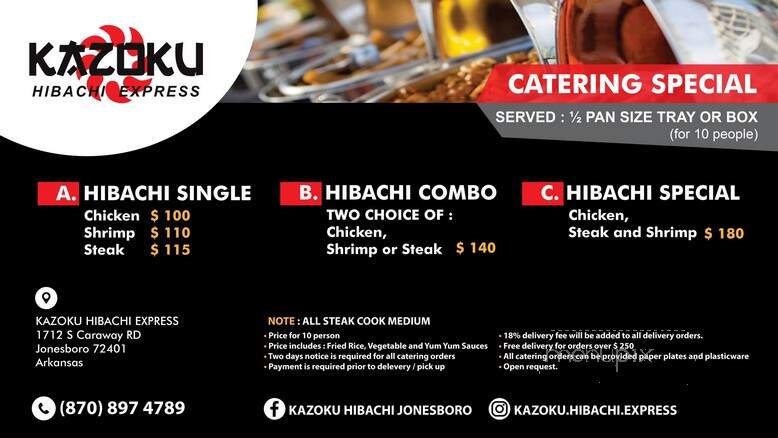 Kazoku Hibachi Express - Jonesboro, AR menu_pic