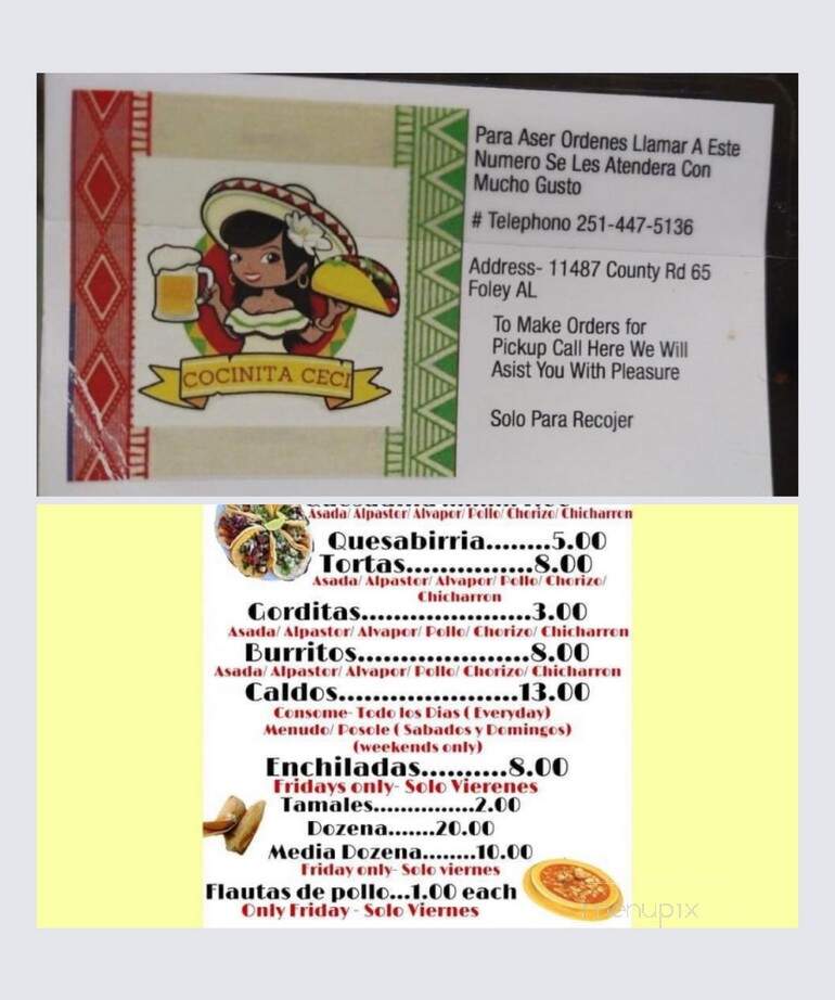 Cocinita Ceci - Foley, AL menu_pic