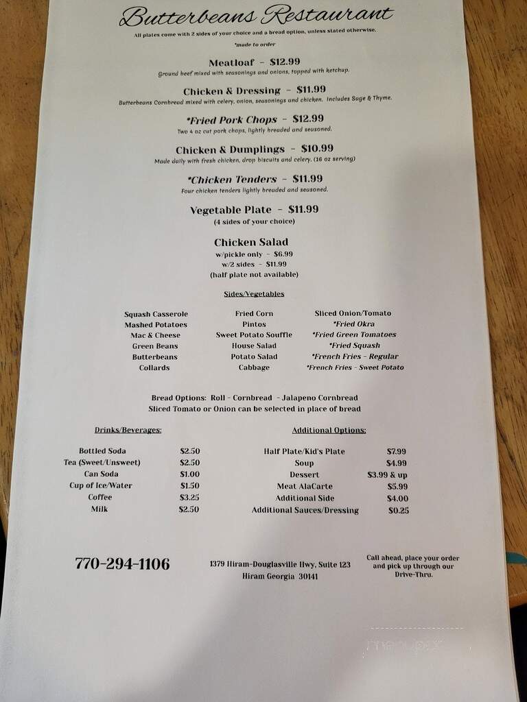 Butterbeans - Hiram, GA menu_pic