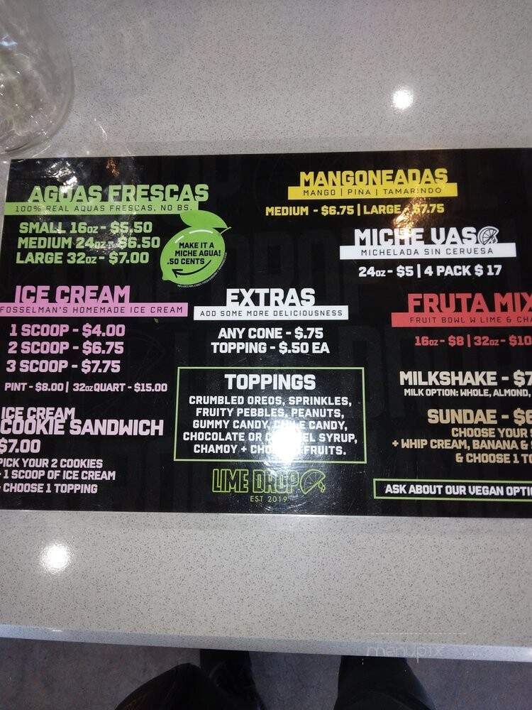 Limedrop - Bellflower, CA menu_pic