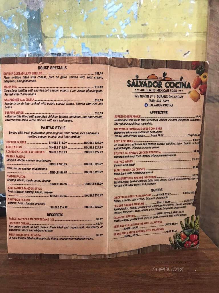 Salvador Cocina - Durant, OK menu_pic