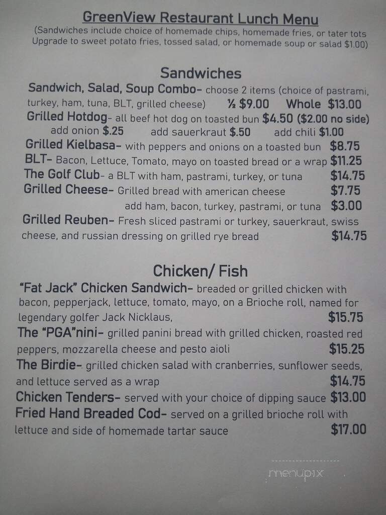 GreenView Restaurant - Canajoharie, NY menu_pic