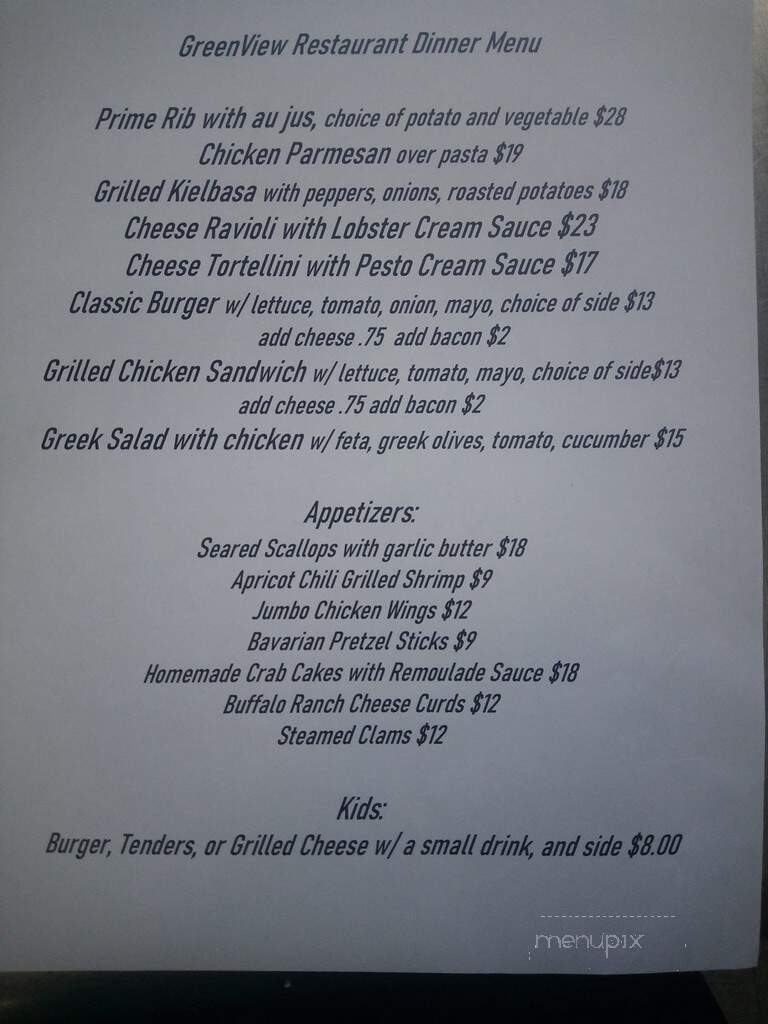 GreenView Restaurant - Canajoharie, NY menu_pic