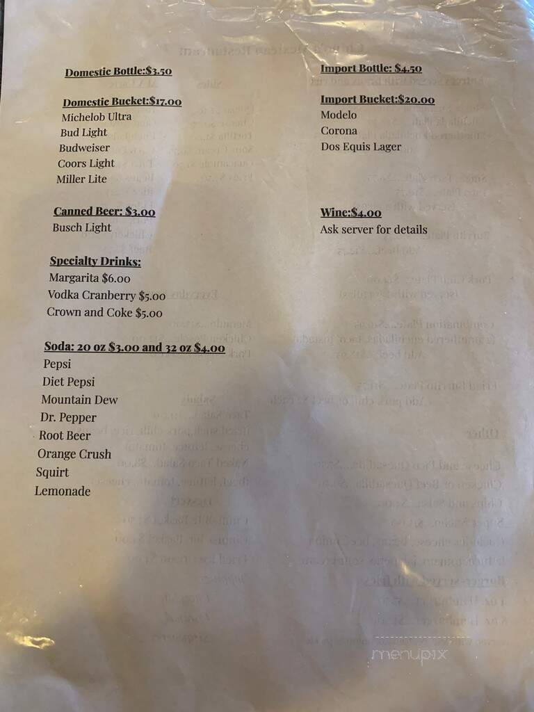 Chino's Mexican Restaurant - Gering, NE menu_pic