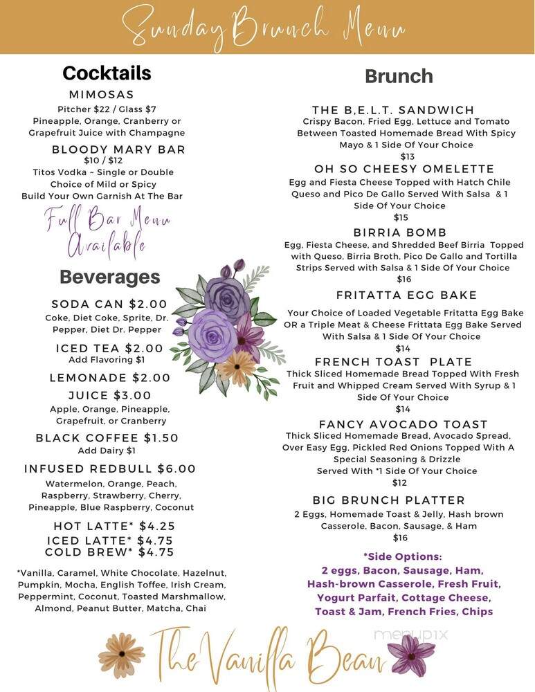 The Vanilla Bean - Alva, OK menu_pic