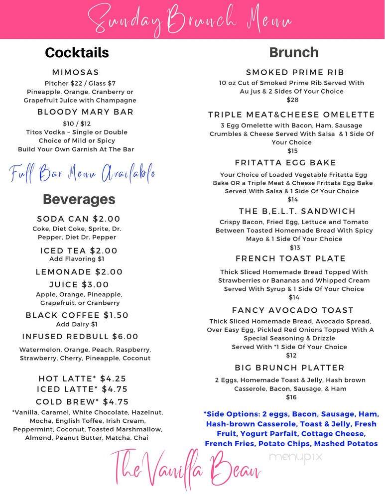 The Vanilla Bean - Alva, OK menu_pic
