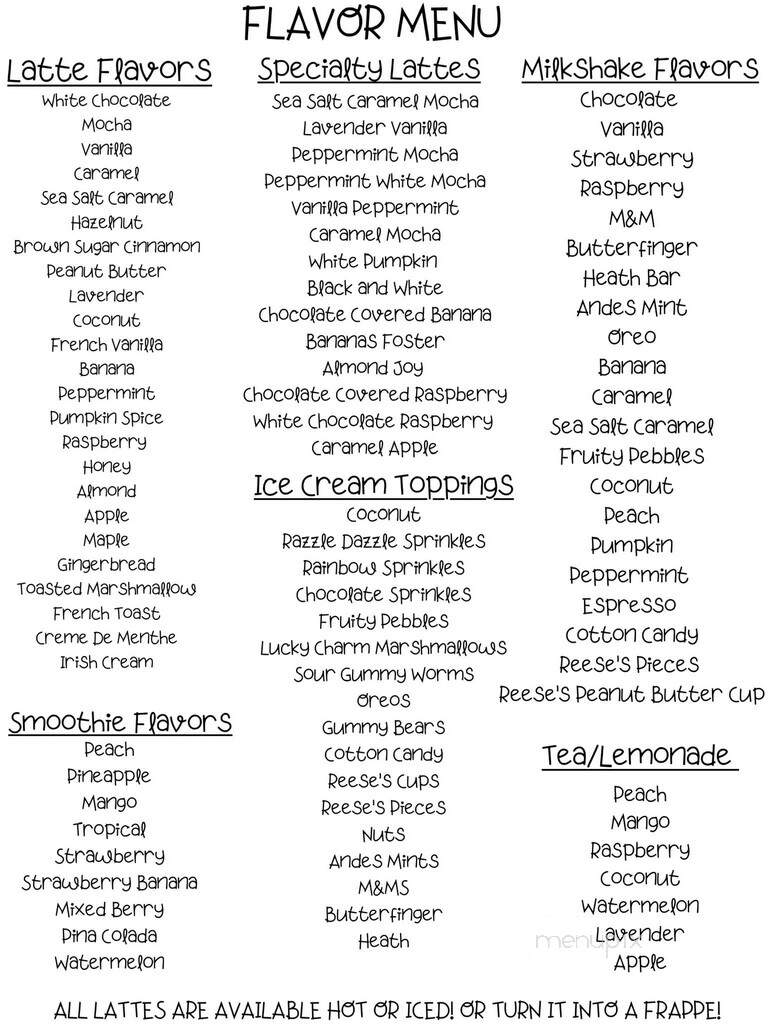 The Cream Bean - Elkton, MD menu_pic