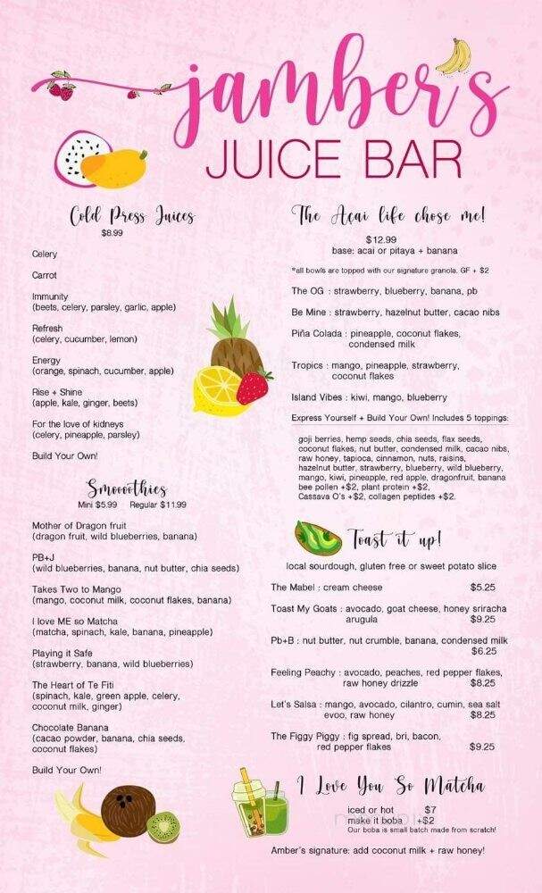 Jamber's Juice Bar - Lansdale, PA menu_pic