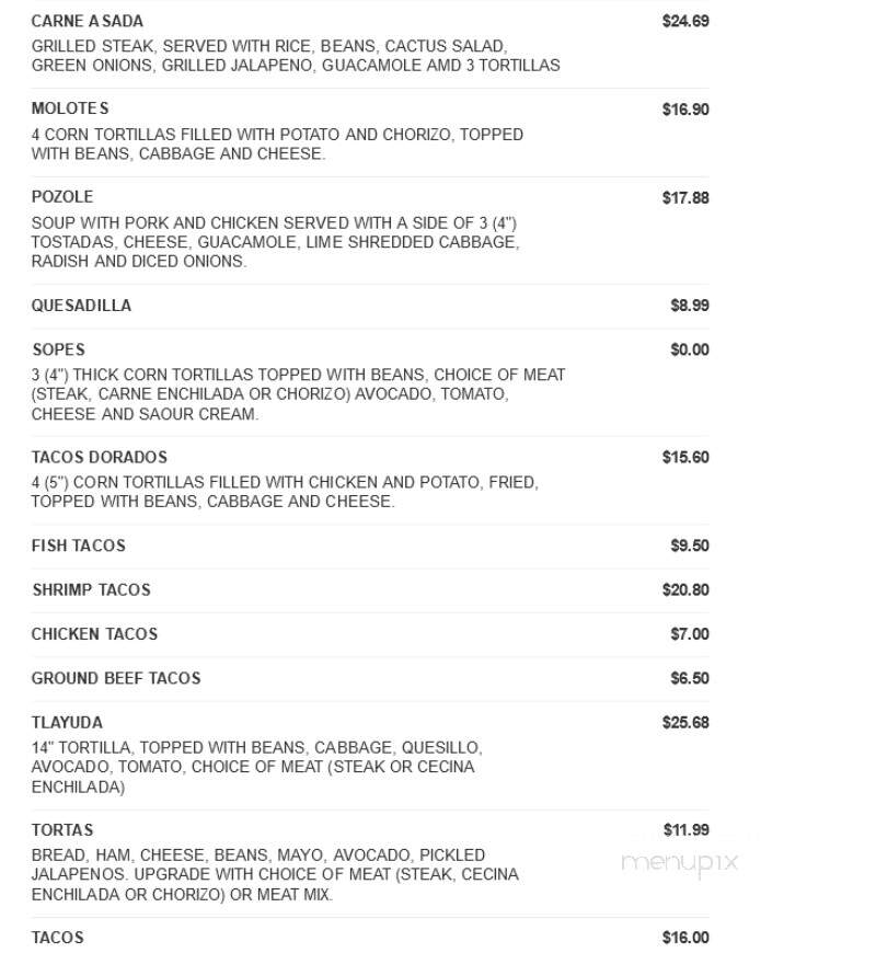Guelagetza Oaxaca - Wilmington, NC menu_pic