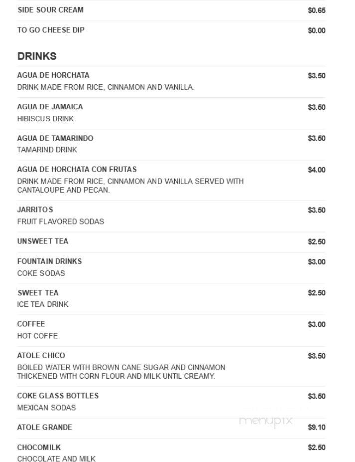 Guelagetza Oaxaca - Wilmington, NC menu_pic