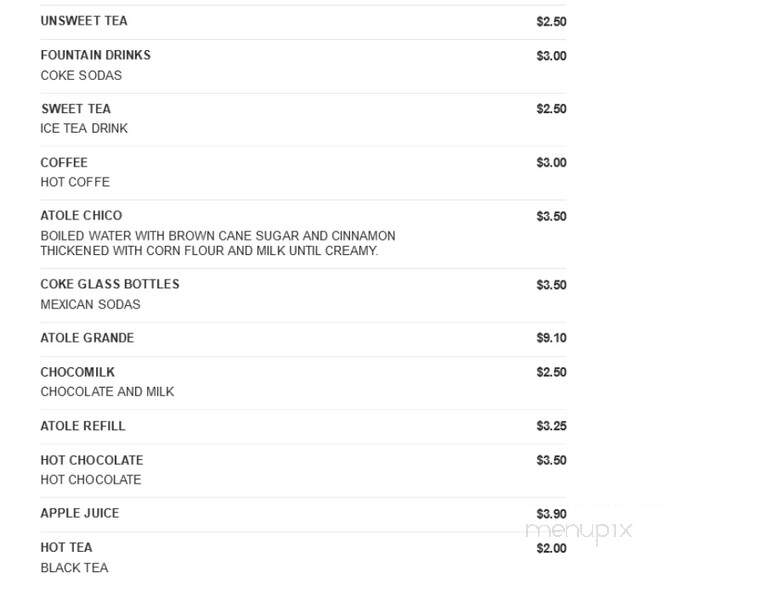Guelagetza Oaxaca - Wilmington, NC menu_pic