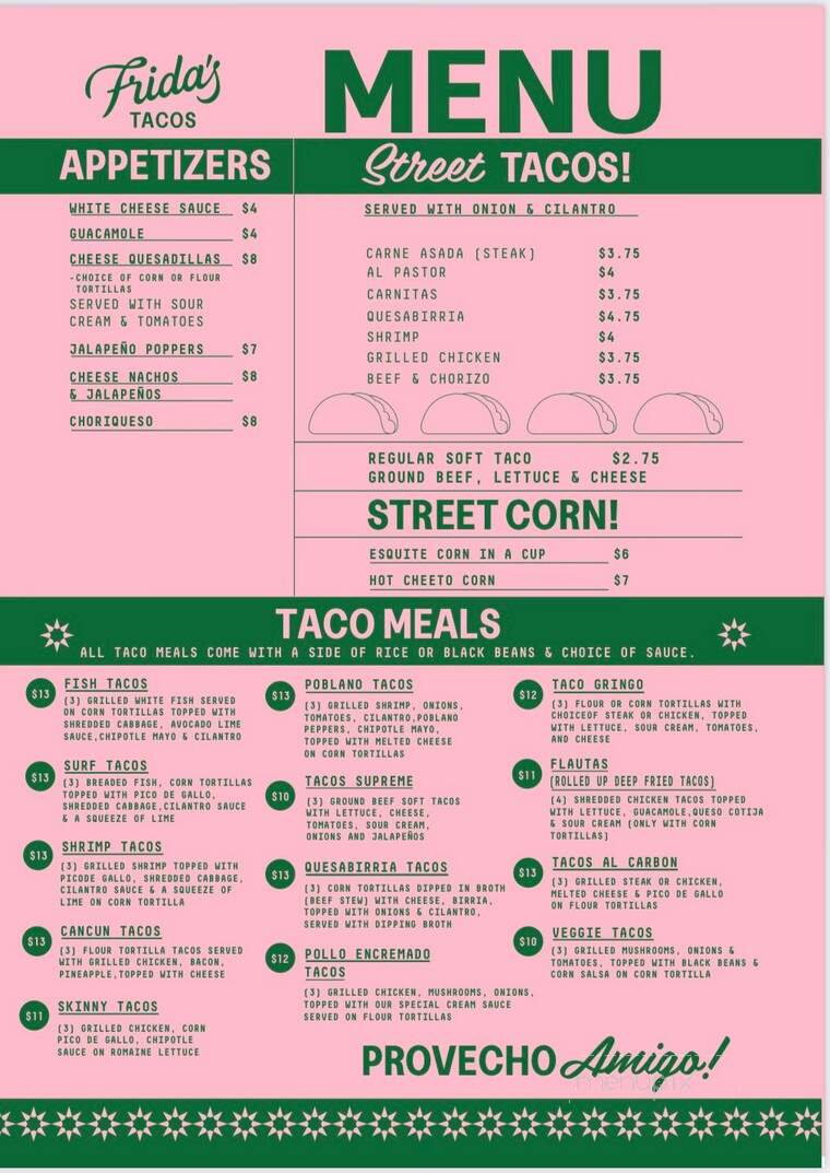 Frieda's Tacos - Taylor Springs, IL menu_pic