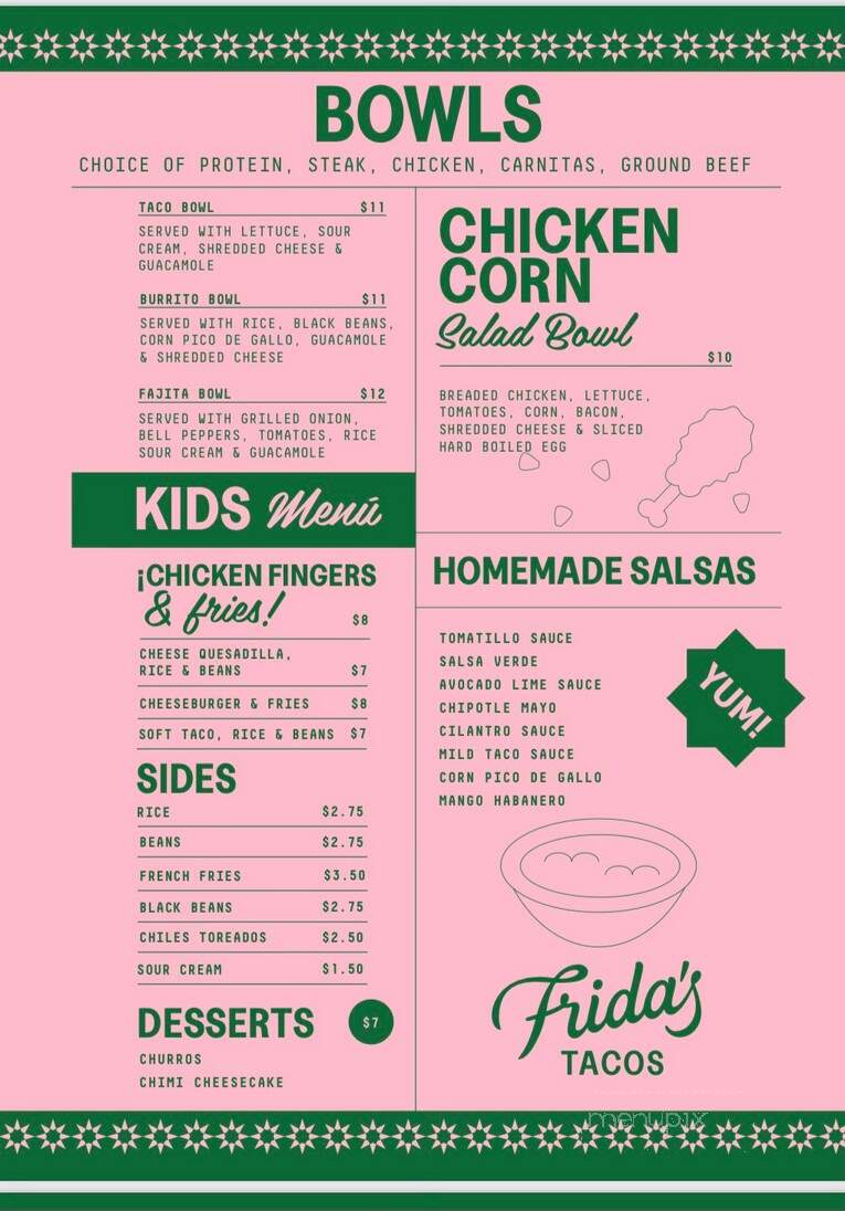 Frieda's Tacos - Taylor Springs, IL menu_pic