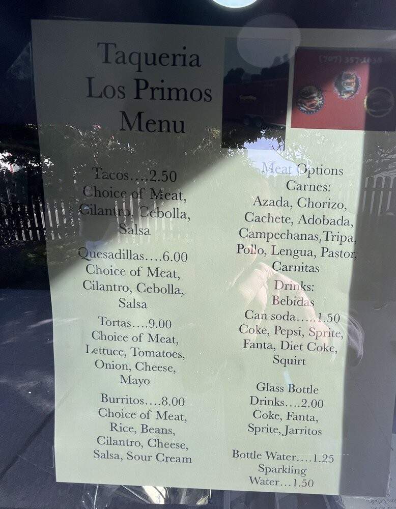Taqueria Los Primos - Fort Bragg, CA menu_pic