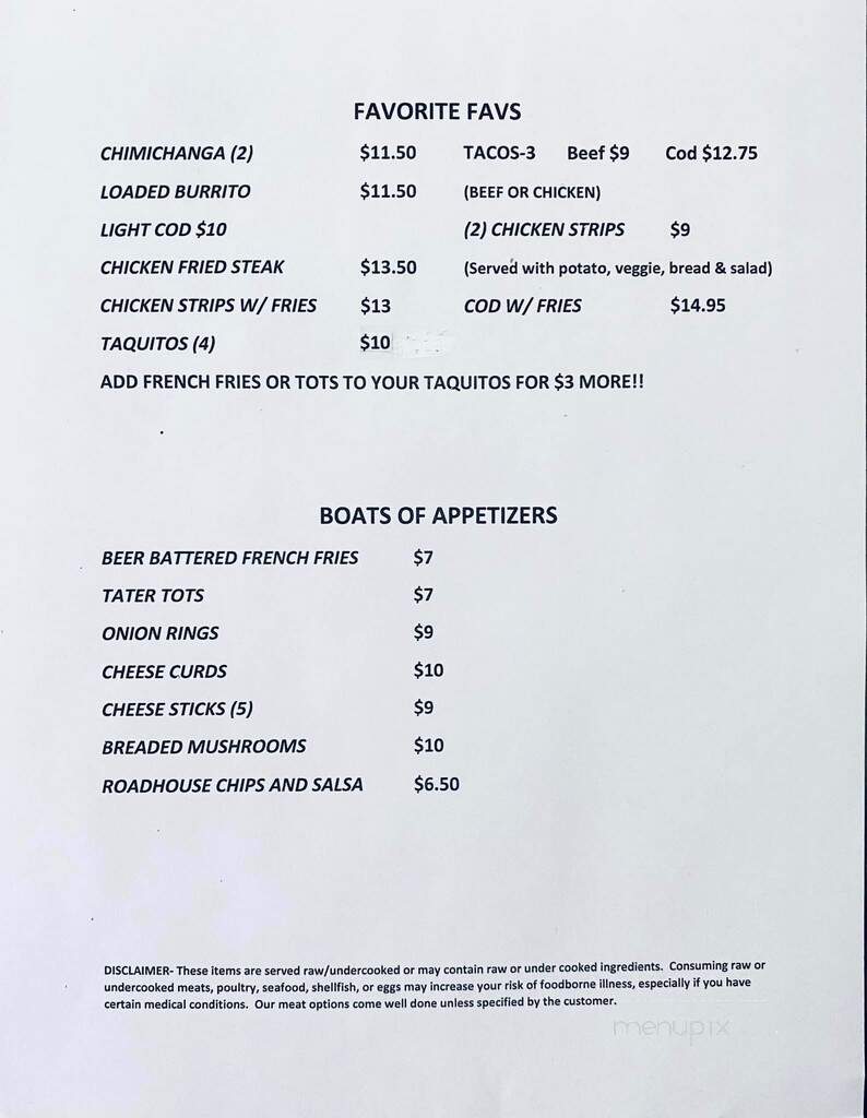 River Roadhouse - Trout Creek, MT menu_pic