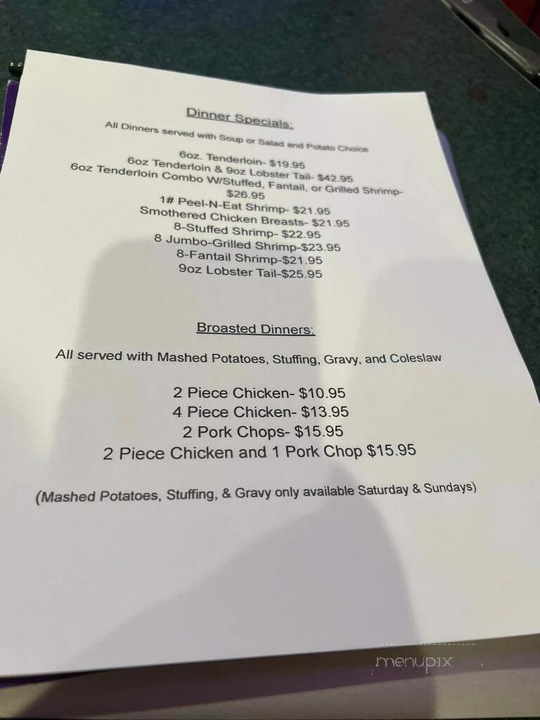 The Backwater Bar and Grill - Crivitz, WI menu_pic