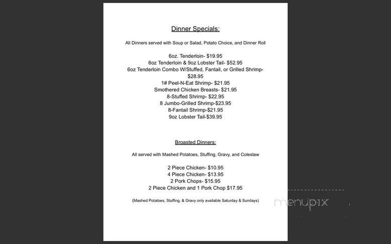 The Backwater Bar and Grill - Crivitz, WI menu_pic