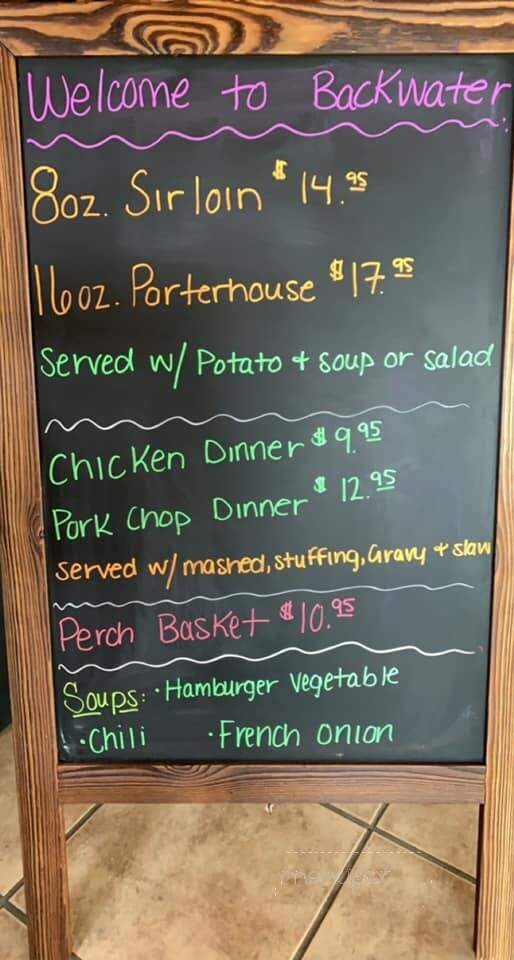 The Backwater Bar and Grill - Crivitz, WI menu_pic