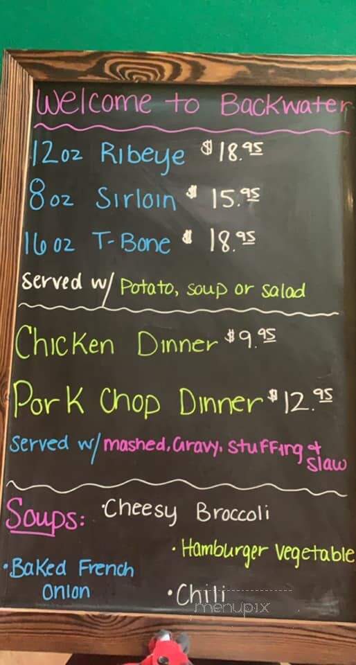 The Backwater Bar and Grill - Crivitz, WI menu_pic