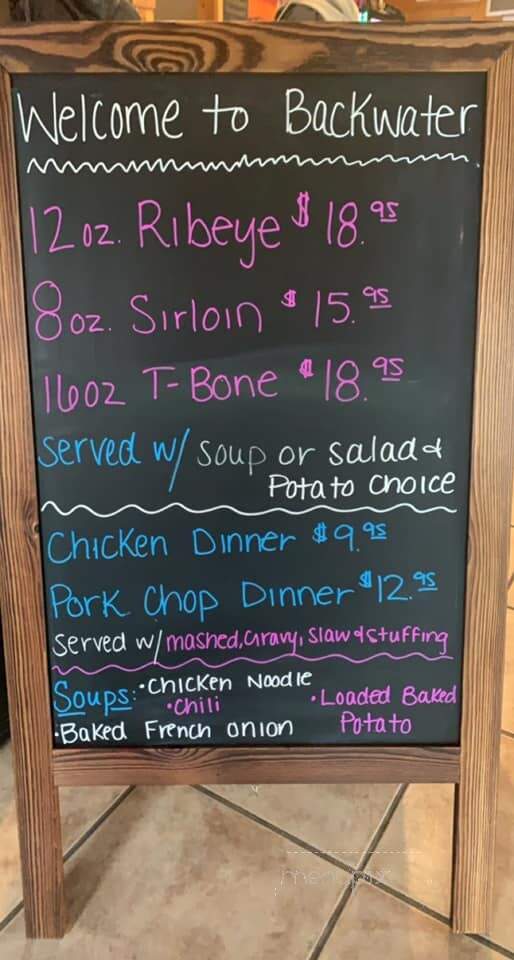 The Backwater Bar and Grill - Crivitz, WI menu_pic
