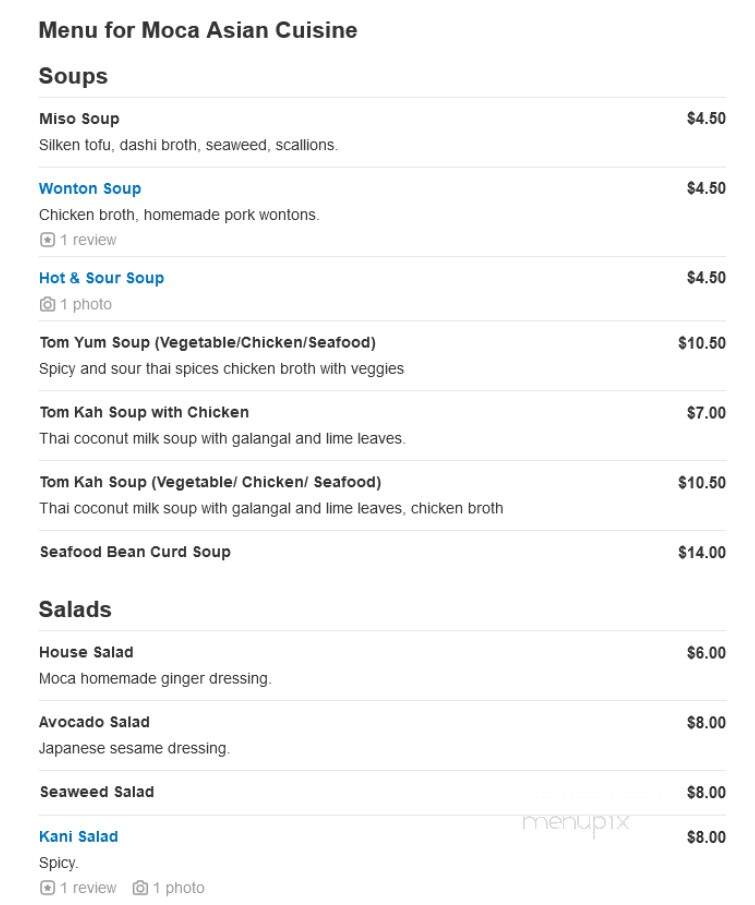 Moca Asian Cuisine - Malvern, PA menu_pic