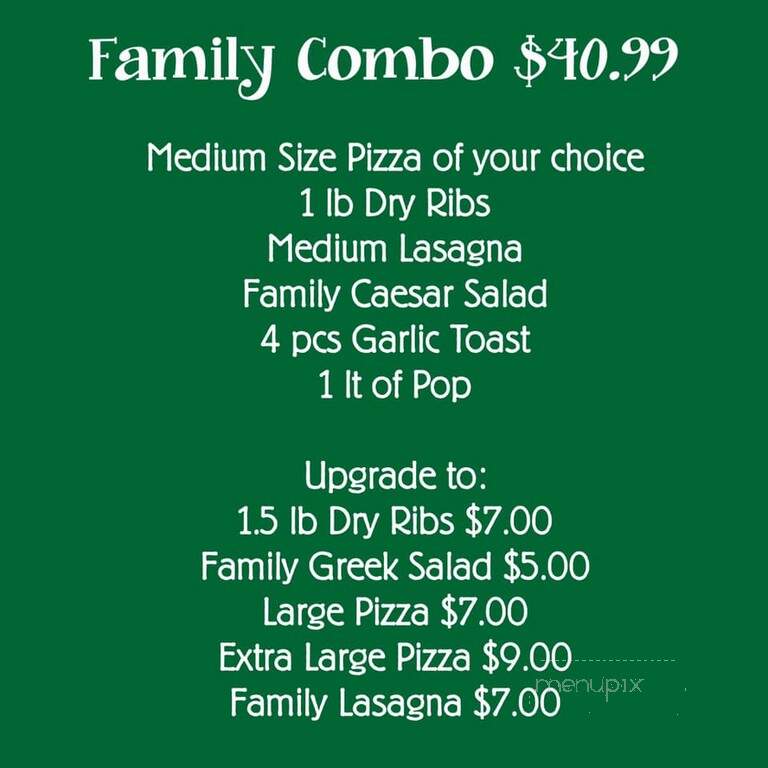 Venice House Pizza - Melfort, SK menu_pic