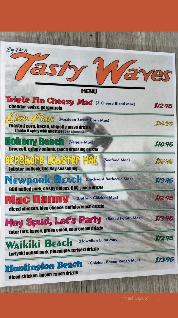 Big Fin's Tasty Waves - Lake Havasu City, AZ menu_pic