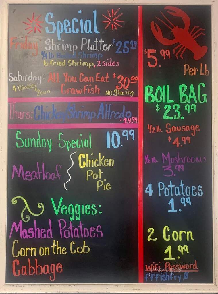 Double F Fish Fry, Boil and More - Wolfe City, TX menu_pic