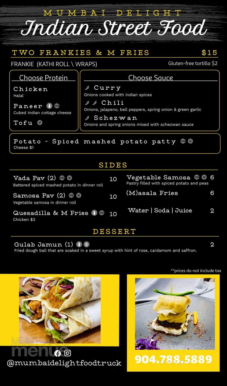 Mumbai Delight FoodTruck - Jacksonville, FL menu_pic
