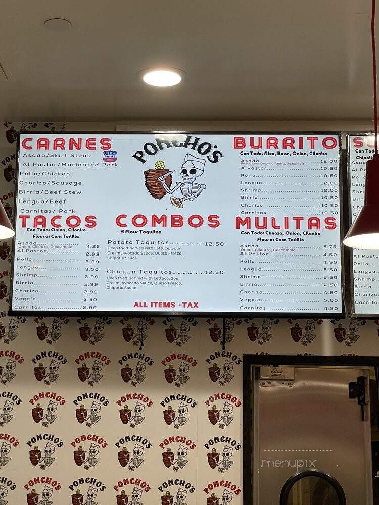 Poncho's - Brea, CA menu_pic