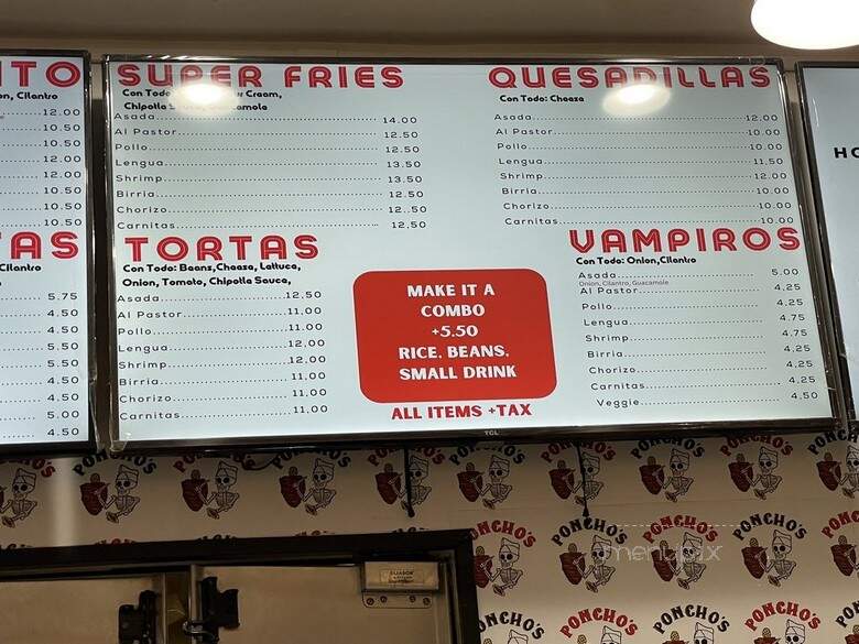 Poncho's - Brea, CA menu_pic