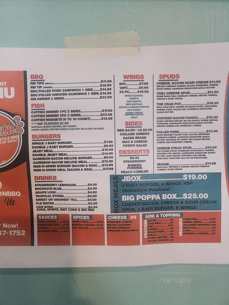 Garrison World Famous Southern BBQ - Louisville, KY menu_pic