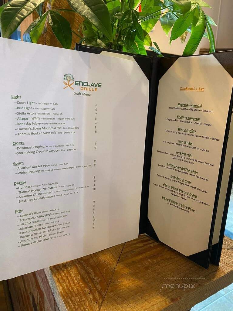 Enclave Grille - Burlington, CT menu_pic