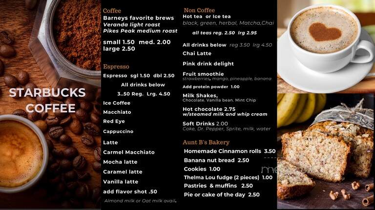 Barney's Coffee Shop - Brady, TX menu_pic