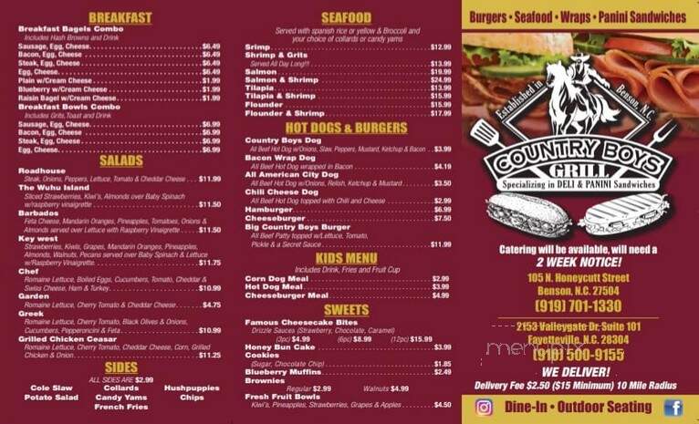 Country Boys Grill - Fayetteville, NC menu_pic