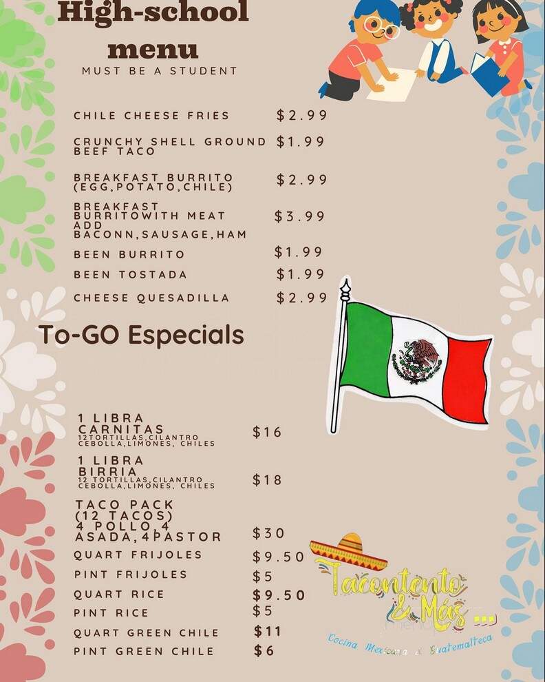 Tacontento & mas - Denver, CO menu_pic