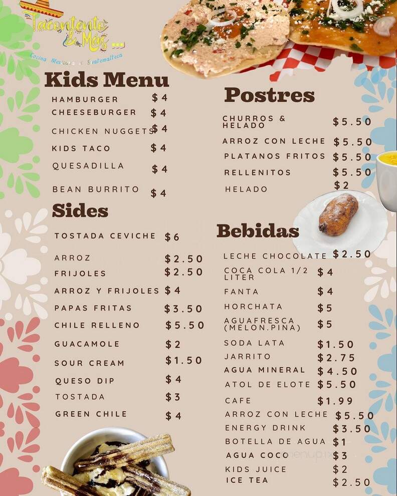 Tacontento & mas - Denver, CO menu_pic