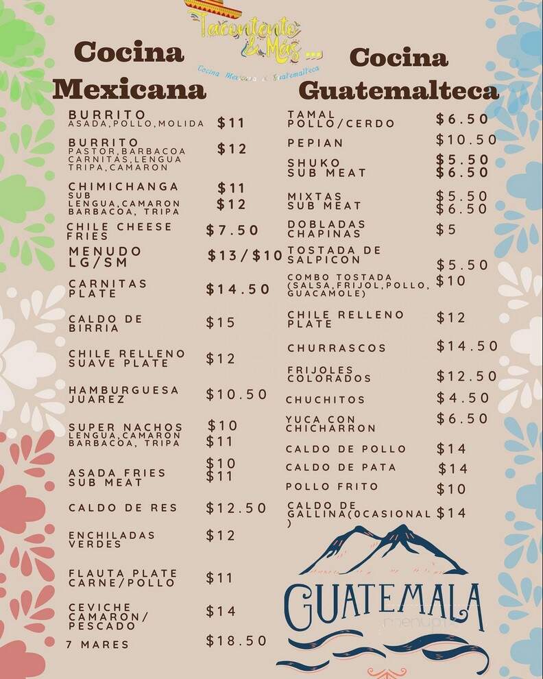 Tacontento & mas - Denver, CO menu_pic