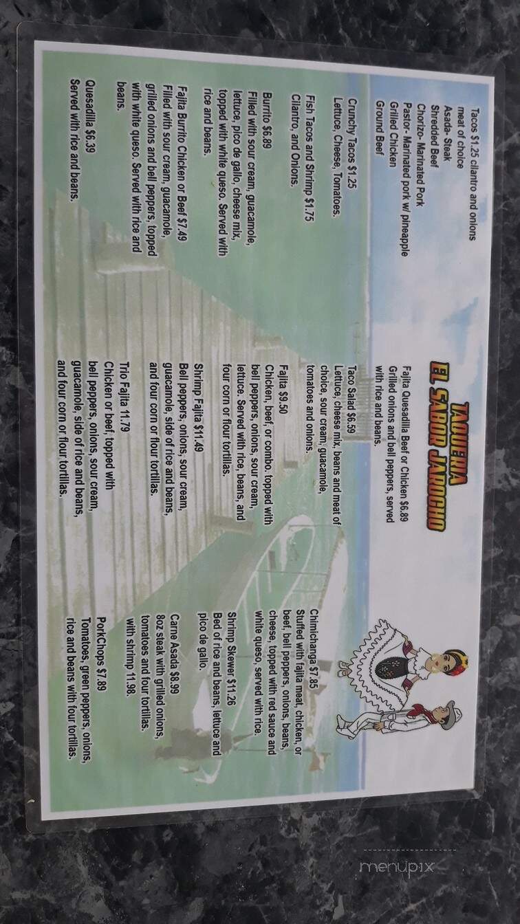 Taqueria El Sabor Jarocho - Skiatook, OK menu_pic