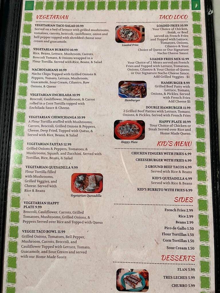 Taco Loco Taqueria - Madison, MS menu_pic