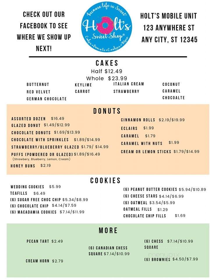 Holt's Sweet Shop - Waycross, GA menu_pic