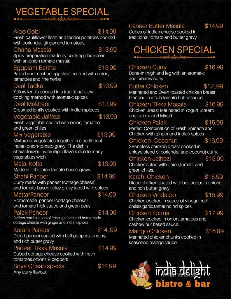 India Delight Bistro & Bar - Sooke, BC menu_pic